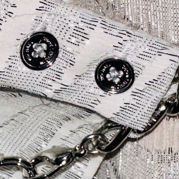 ✨ Michael Michael Kors Metallic Shimmer Midi Dress Chain Waist L - Picture 2 of 16